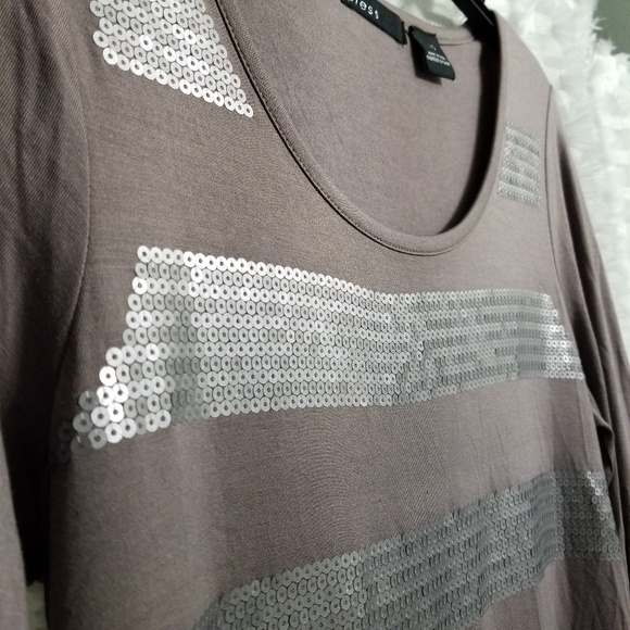 PRESS 💋 Gray & Silver sequin stripes sheath dress - Picture 5 of 8